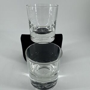 Crown Royal Clear Glass Logo on Bottom Lowball Cocktail Set of 2 Weighted Bottom